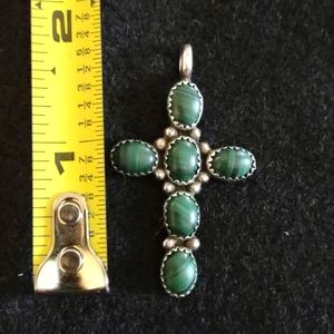 Navaho Silver & malachite cross